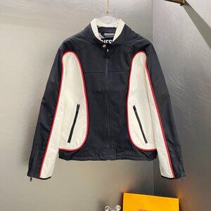 Diesel color-blocked motorcycle nylon jacket